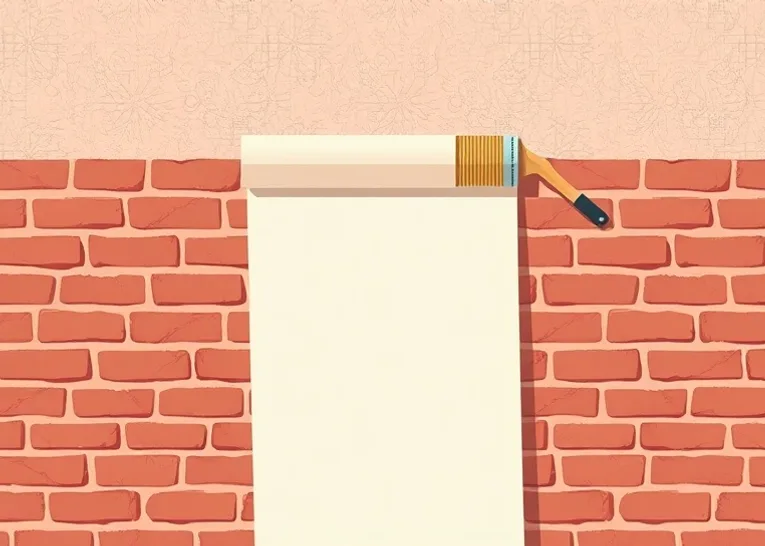 Pose de papier peint, rouleau et brosse à maroufler